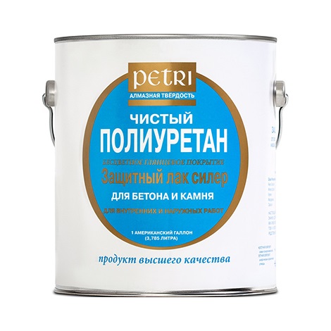 Petri / Петри лак полиуретановый по бетону и камню универсальный глянцевый